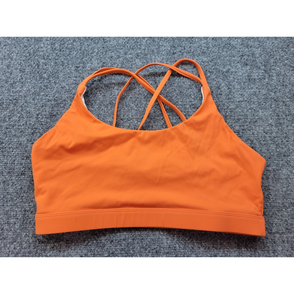 Running Girl Orange Strappy Crisscross Back Sports Bra Size L Activewear Gym